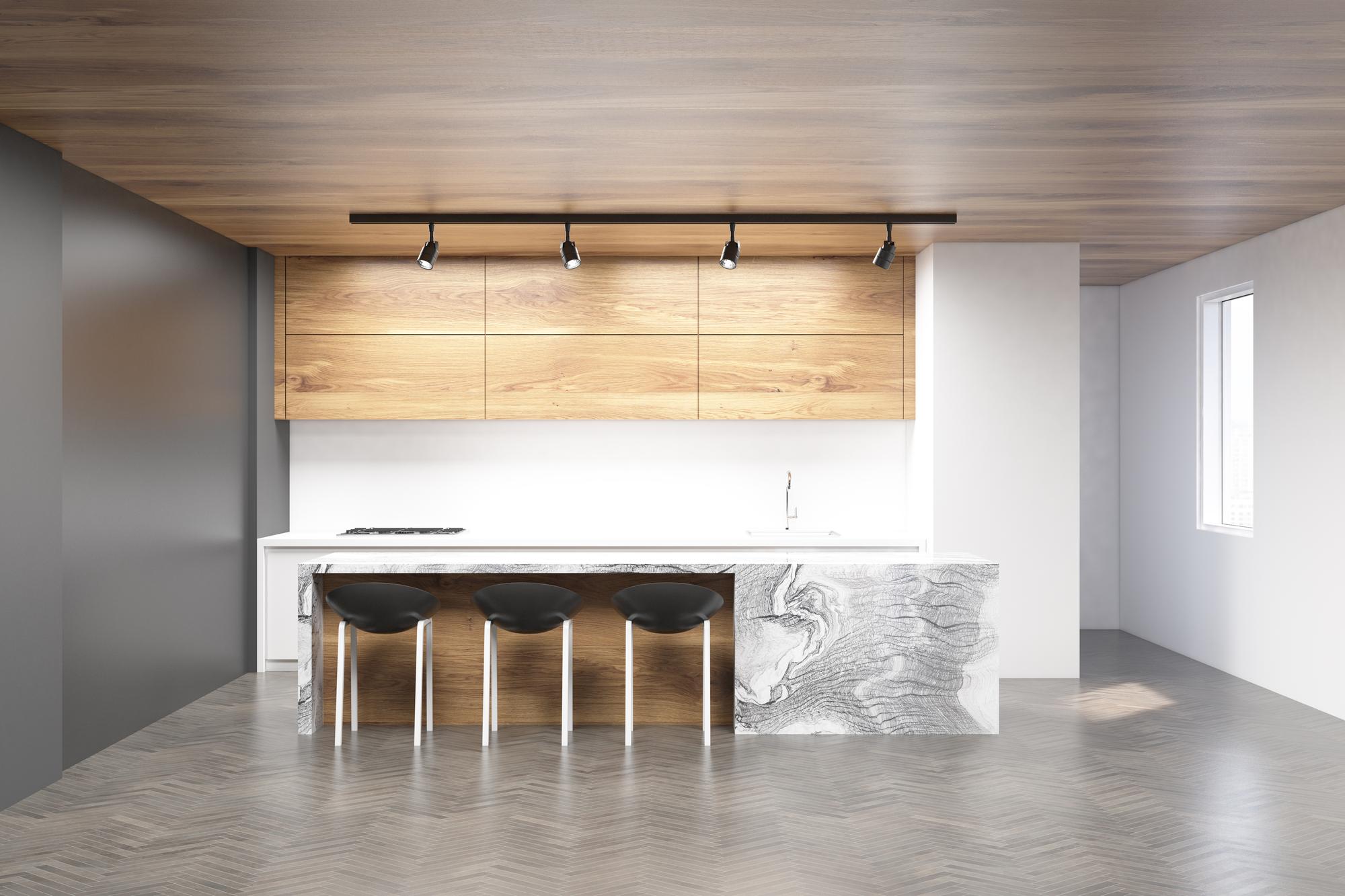 Open kitchen with premium wood details